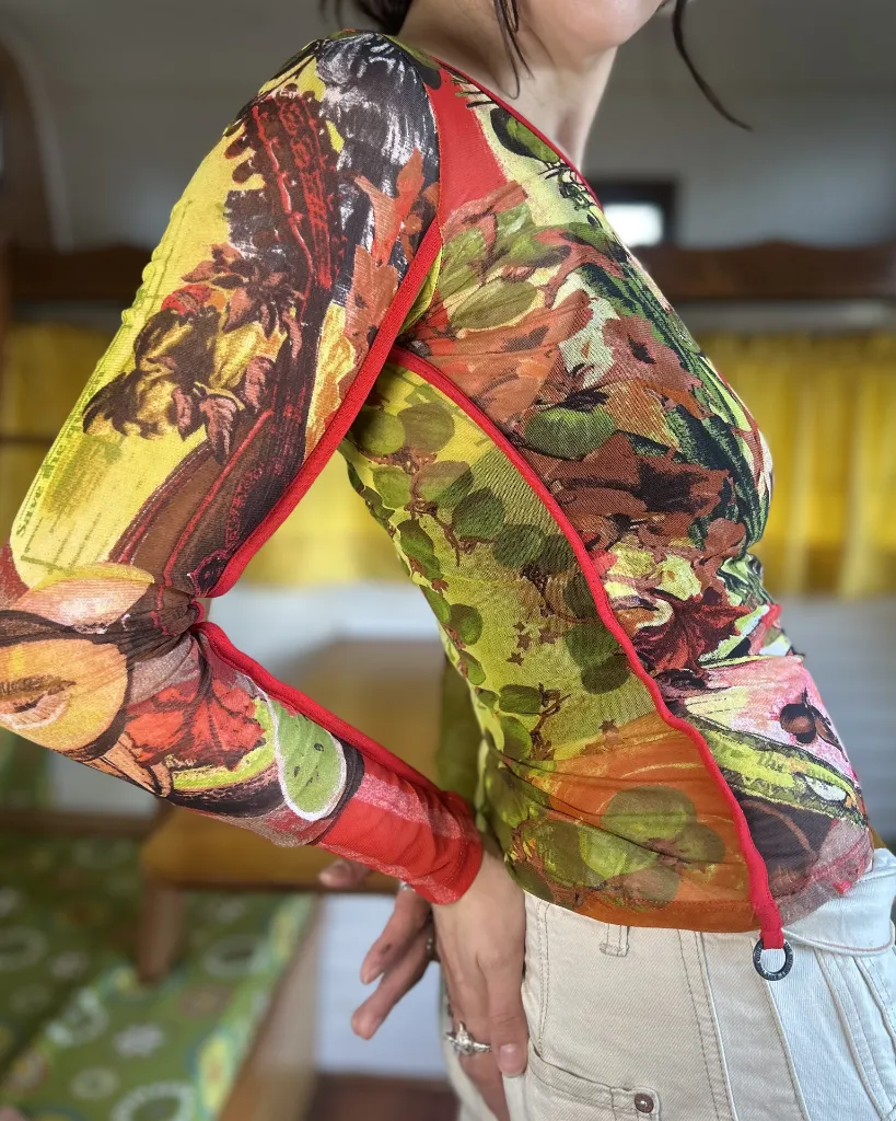 Save The Queen Graphic Mesh Top 