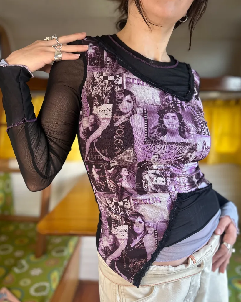 [013] French, Euro Magazine Graphic Print Top